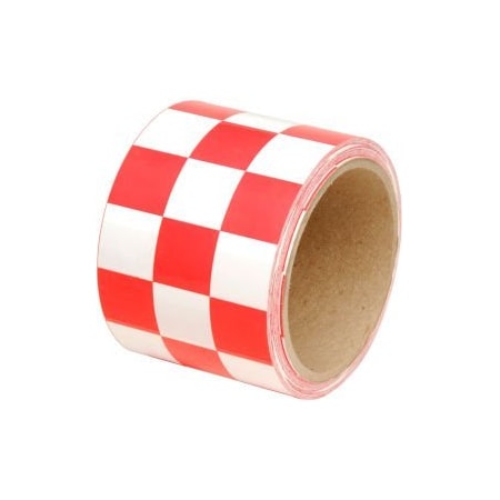 Top Tape And Label INCOM Checkerboard Hazard Tape - Red/White, 3"W x 54'L, 1 Roll LCB311